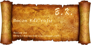 Becze Károly névjegykártya